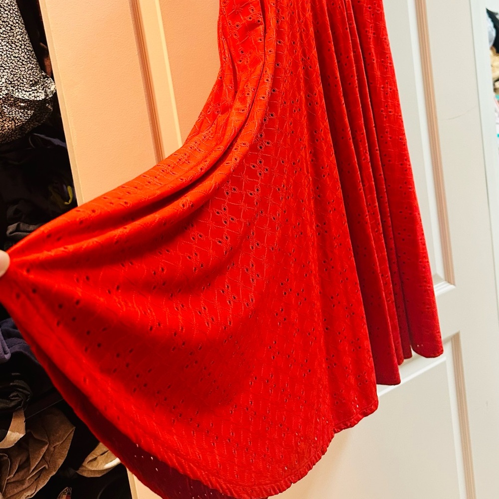 Beautiful red summer dress .